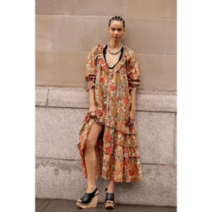 Free People Garden Wonders Maxi Dress Retro 70s Bohemian Floral Size Small thumbnail 13