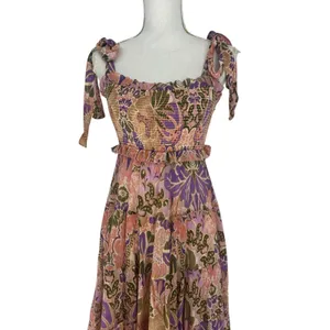 Zimmermann Violet Tiered Floral Midi‎ Sun Dress Smocked Size 1 US M thumbnail 6