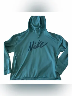 Nike Therma Soft Fleece Teal Pullover Hoodie Women's medium Loose Fit Sweatshirt thumbnail 2