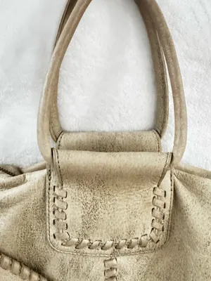 HOBO Cream Leather Tote with Whipstitch Strap and Tassel thumbnail 4
