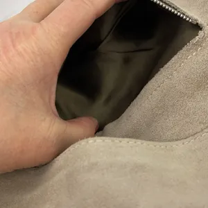 Vintage Montgomery Ward taupe suede fold over clutch. thumbnail 7