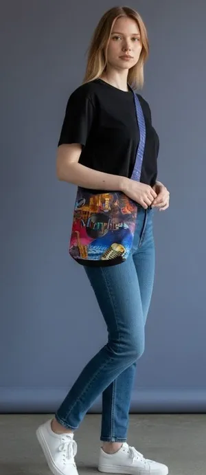 Colorful Memphis Print Shoulder Bag NWT Blue thumbnail 1