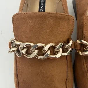 Nine West Oriah Loafer Women's Size 7M Chestnut Square Toe Slip On Chain Career thumbnail 3