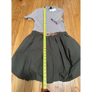 Maeve Anthropologie NWT Belted Twofer Striped Green Bubble Mini Dress‎ Medium thumbnail 8