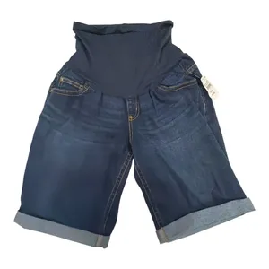 Indigo Blue Maternity Cuffed Denim Bermuda Shorts sz LG, nwt thumbnail 1