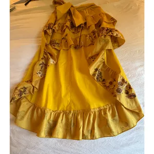 CQ by CQ Maxi Skirt Womens Size M Mustard Yellow Floral Ruffles High Low Boho thumbnail 5