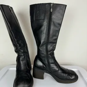 Vtg Y2K Harley Davidson Black Leather Tall Pavement Boots Sz 7.5 Chunky Moto thumbnail 10