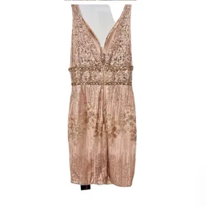 Trendy Rose Gold Sequins Designer Dress NWT thumbnail 4