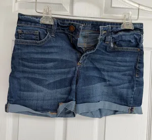 a.n.a Dark Blue Rolled Hem Denim Shorts thumbnail 1