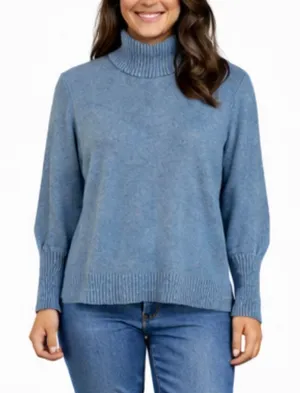 J.crew blue wool blend puff sleeve sweater small thumbnail 1