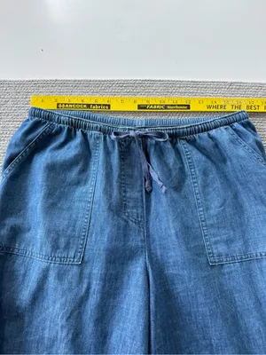 L.L. Bean Drawstring Waist Soft Drapey Denim Wide Leg Jeans Large thumbnail 4