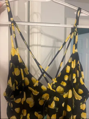 Nine Britton midi dress navy with lemons  thumbnail 2