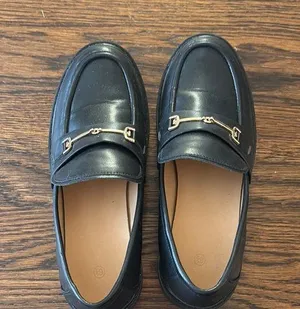 Black Leather Loafers with Gold Accents Size 6.5 thumbnail 1