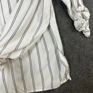 Abercrombie & Fitch Womens Small White Navy Blue Striped Button Down Viscose Top thumbnail 6