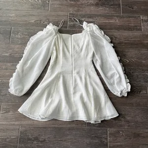 C/MEO Perfect Part White Ruffled Long Sleeve Mini Dress thumbnail 7