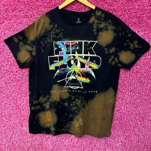 Pink Floyd Dark Side of The Moon bleach dye Rock T-shirt size XL thumbnail 1