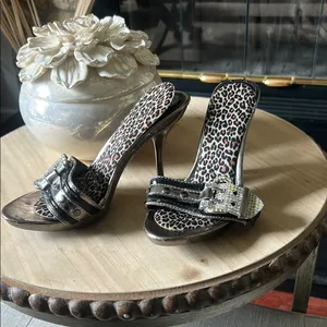 Bolaro Y2K Vintage Diamond Belt Strap Clog Sandals Size 6 thumbnail 3
