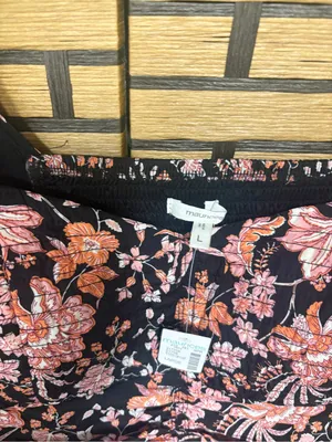 Maurices black and pink floral midi dress size large thumbnail 7
