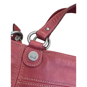 Fossil Vintage Womans Red Leather Handbag Clutch With Dual Handles SKU8148 thumbnail 4