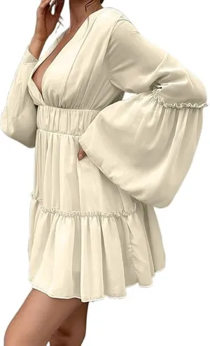 Missy Ord Beige Chiffon Mini Dress thumbnail 4
