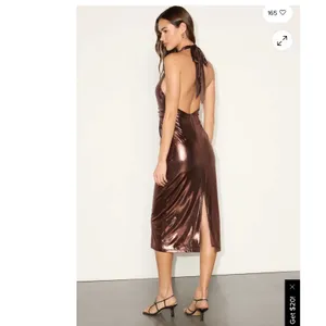 Lulus Lionette Dark Bronze Metallic Twist-Front Halter Midi Dress Size M thumbnail 2
