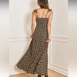 Lulus The Way to Love Dark Floral Print Ruffled Maxi Dress Sz XL Romantic Event thumbnail 3