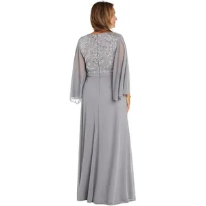 R & M Richards Womens Sequin Evening Dress Gown 99399 Silver Gray 10 thumbnail 9