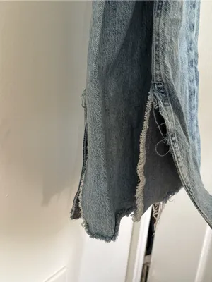 Zara Light Blue Distressed Split Hem Jeans thumbnail 9