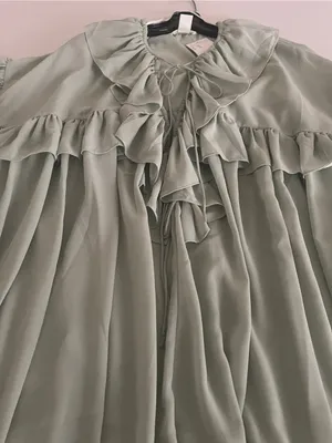 NWT H&M Mint Green Ruffled Boho Chiffon Blouse Top - XL thumbnail 5