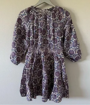 J.Crew Palermo Smocked Waist Mini Dress in Floral Bouquet Linen Sail Blue NEW thumbnail 1