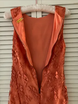 Alice and Olivia Orange Lace Mini Shift Dress Size 2 thumbnail 8