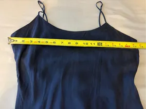 Vintage Victoria’s Secret Gold Label 100% Silk Navy Slip Dress S 90s thumbnail 6