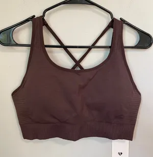 New Women’s Best Power Seamless Adjustable Sports Bra Café Noir Size Large thumbnail 1