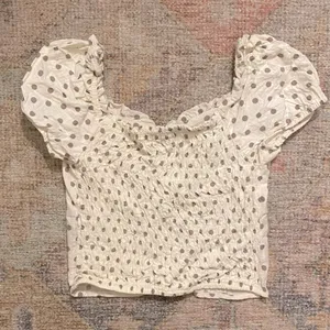 Monteau Los Angeles Polka Dot Smocked Back Top with Buttons thumbnail 2