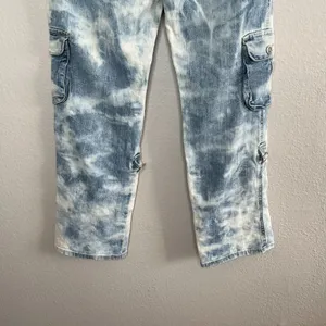 True People New York Vintage retro Denim Pants Tie-Dye y2k low rise Cargo Jeans thumbnail 4