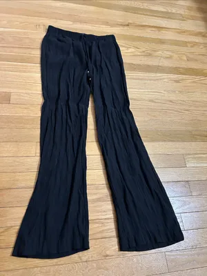 Ann Taylor Factory Black Crinkle Boot-Cut Pants thumbnail 1