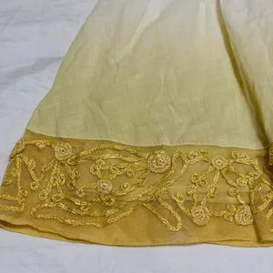 Free People Ombre Embroidered Mini‎ Skirt XS Yellow White Cotton Smocked Waist thumbnail 7