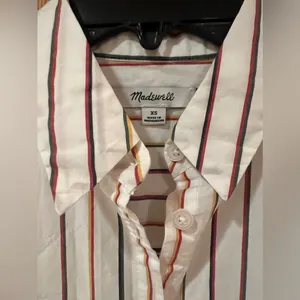 Madewell Slightly Oversized‎ Cotton Central Shirt in Sadie Stripe Multistripe XS thumbnail 7