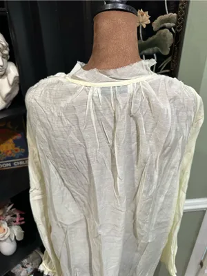 Seraphina Light‑Yellow Boho Blouse with Seashell Buttons Size Large Yellow thumbnail 8
