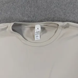 Yogalicious Women's Large Zenly Zena Long Sleeve Activewear Top Tan Crew Neck thumbnail 4