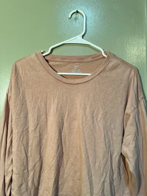 Aerie Womens Size Medium Long Sleeve T-Shirt Cropped Tan Brown Distressed Cotton thumbnail 4