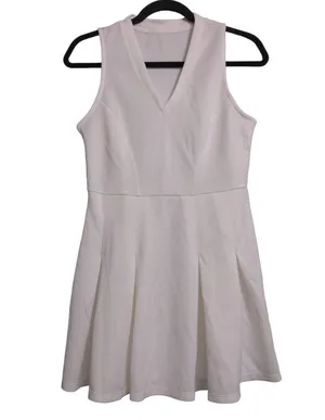 Halara V Neck Sleeveless Side Zipper Pleated Mini Golf Dress White S thumbnail 3