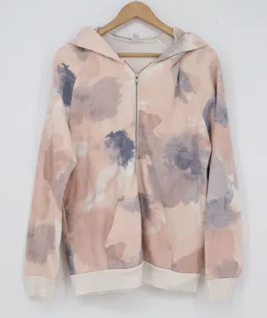 Alternative Earth Womens XL Watercolor Abstract Zip Up Hoodie Peach Blue thumbnail 1