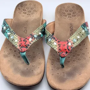 Vionic Lucia Flip Flop Women Size 11 Multicolor Snakeskin Rhinestone Orthotic thumbnail 7