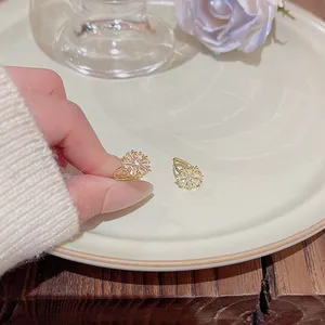 18K Gold Plated Crystal Snowflake Gold Hoop Earrings for Women thumbnail 3