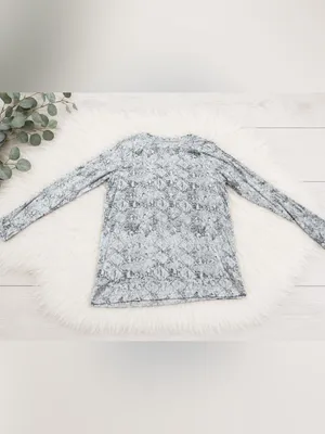 Tahari Women's Long-Sleeve Snake Print‎ Tunic Top - Light Gray thumbnail 4
