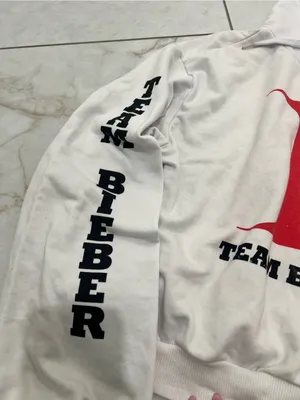 Justin Bieber White Team Bieber Hoodie Size Medium thumbnail 4