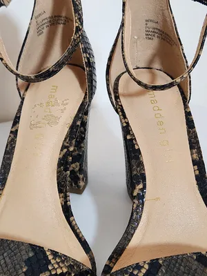 Madden Girl Beella Brown Faux Snakeskin Heeled Sandals Size 6 thumbnail 4