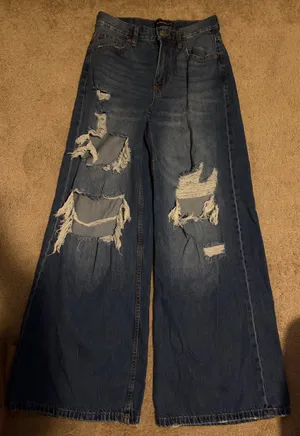 High waisted, baggy ripped Aeropostale dark wash jeans thumbnail 2