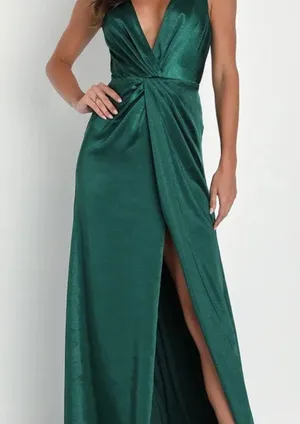 Elegant Green Satin Dress Size L thumbnail 10